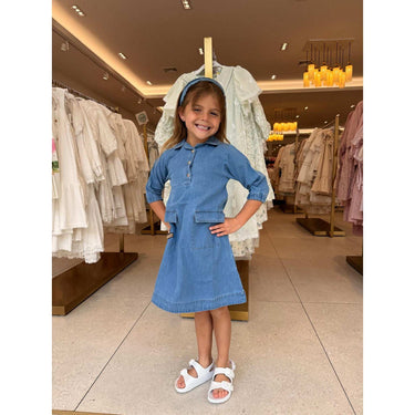 Denim Patch Dress - Kidichic